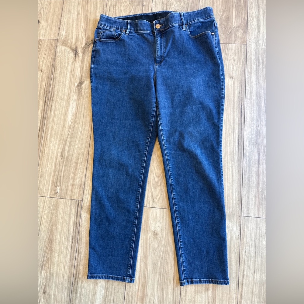 Chico’s Jeans Womens SZ 3R/16 Perfect Stretch Jegging Ankle Dark Slimming